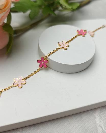 Pink Daisy Bracelet (925 Silver)