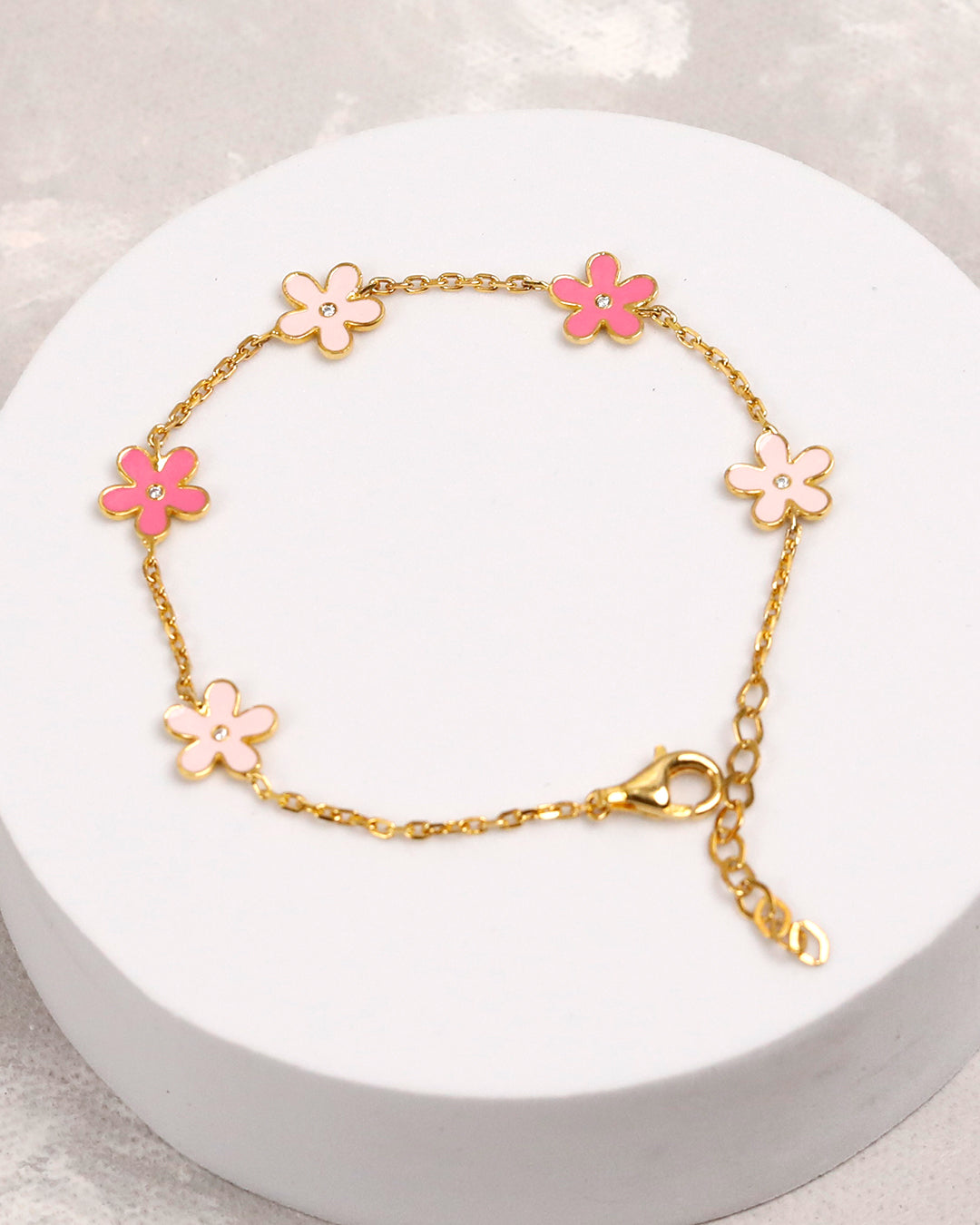 Pink Daisy Bracelet (925 Silver)