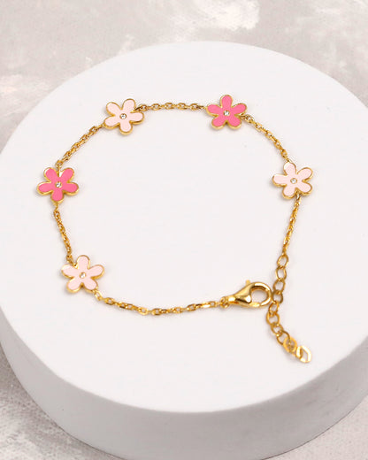Pink Daisy Bracelet (925 Silver)
