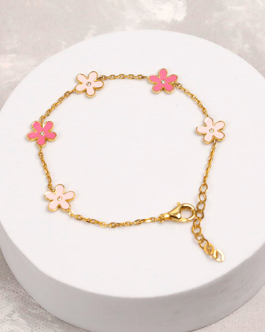 Pink Daisy Bracelet (925 Silver)