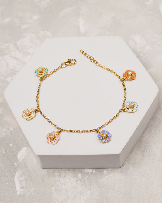 Pastel Rosetta Charm Bracelet (925 Silver)