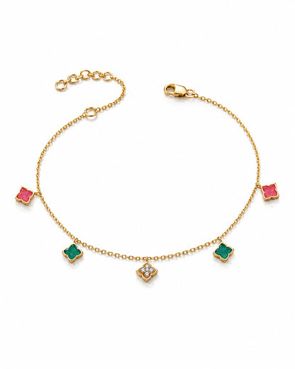 Clover Aqeeq Charm Bracelet (925 Silver)