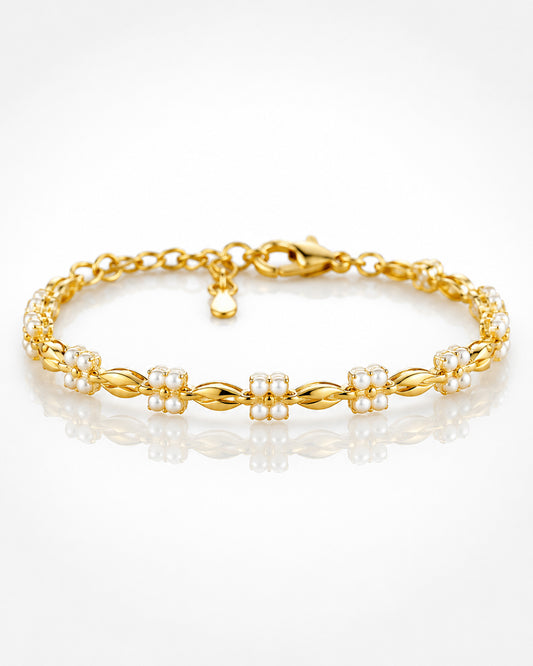 Pearl Knot Tennis Bracelet (925 Silver)