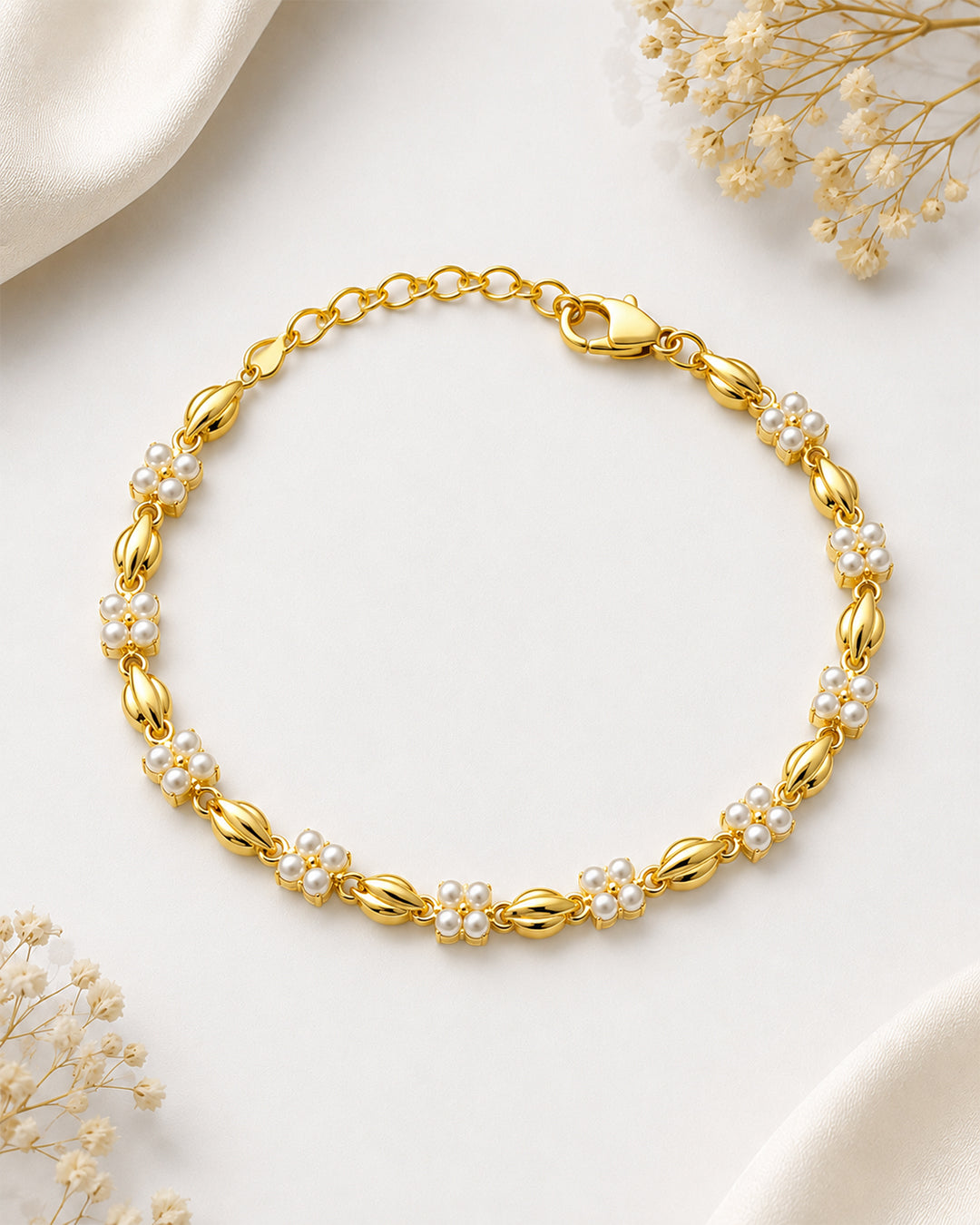 Pearl Knot Tennis Bracelet (925 Silver)