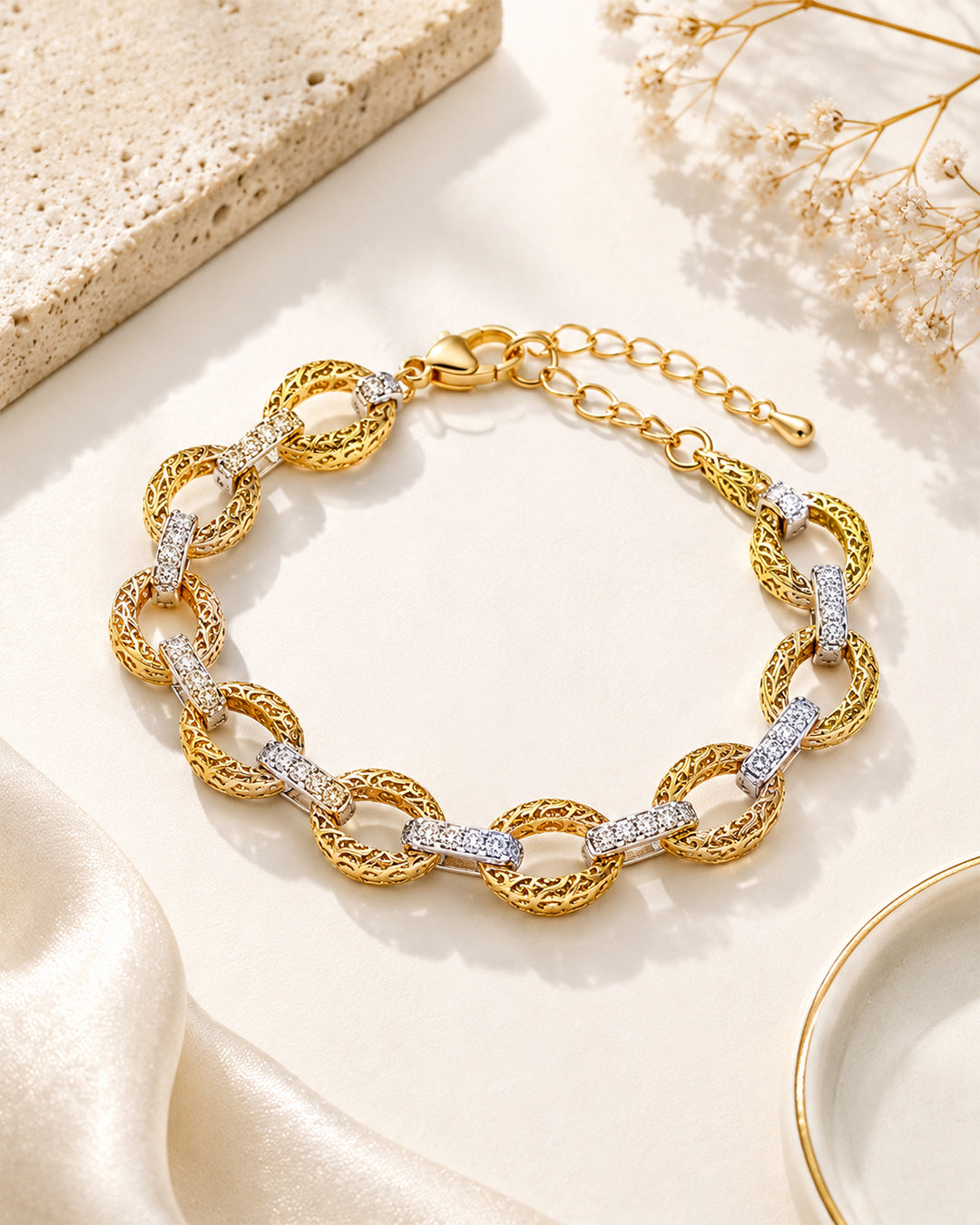 Vintage Curb Pave Bracelet (925 Silver)