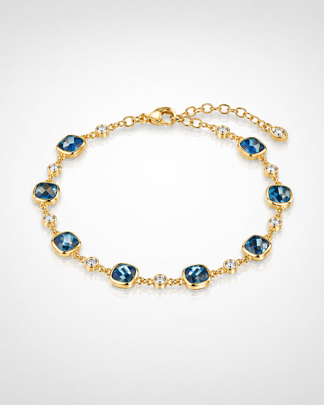 Blue London Topaz Cushion Bracelet (925 Silver)