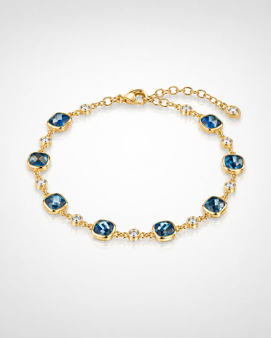 Blue London Topaz Cushion Bracelet (925 Silver)