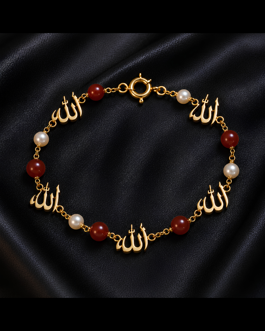 Allah Script, Aqeeq & Pearl Faith Bracelet