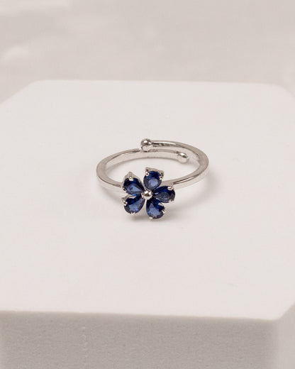 Blooming Five Flower Sapphaire Bracelet with Ring (925 Silver)