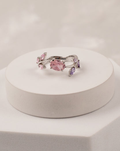 Pastel Tulip Style Bracelet with Ring (925 Silver)