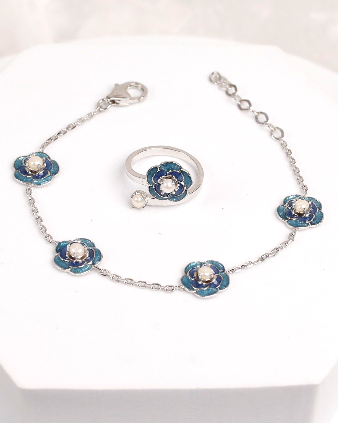 Rosetta Demin Bracelet with Ring (925 Silver)