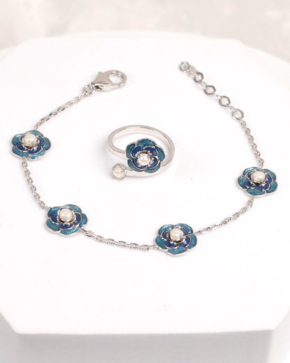 Rosetta Demin Bracelet with Ring (925 Silver)
