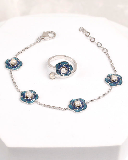 Rosetta Demin Bracelet with Ring (925 Silver)