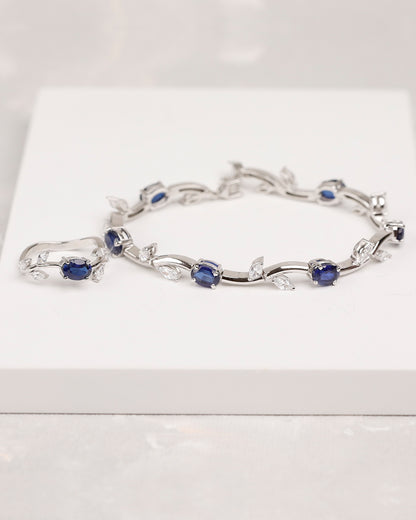 Neelam Tulip Style Bracelet with Ring (925 Silver)