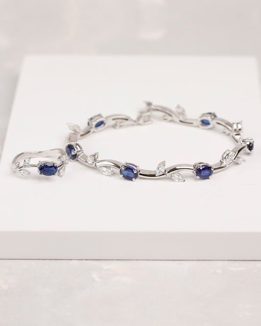 Neelam Tulip Style Bracelet with Ring (925 Silver)