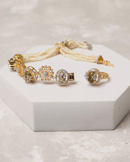 Nayab Moti Bracelet with Ring (925 Silver)
