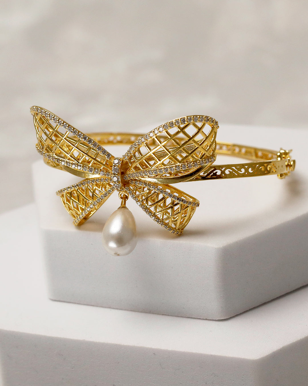 Pearl Bow Luxe Cuff & Ring Set – 925 Silver