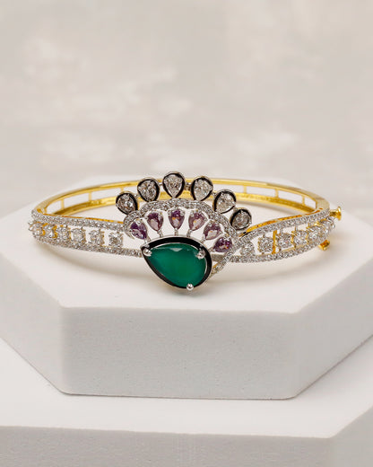 Zehra Emerald Bloom CZ Cuff & Ring Set – 925 Silver