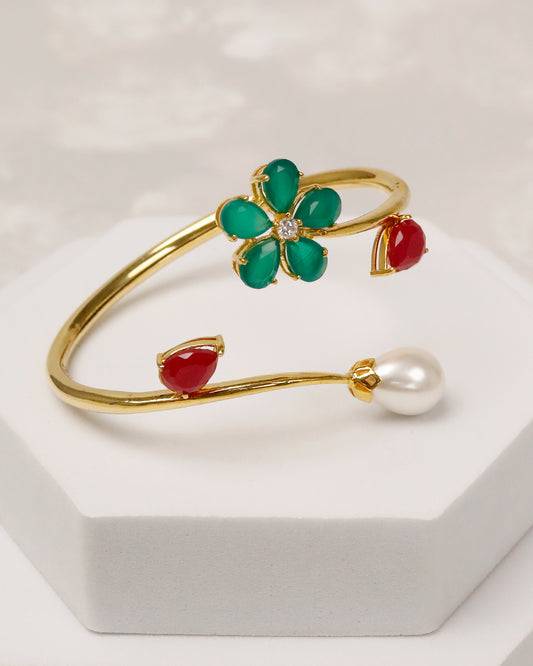 Daffodil Pearl Flexi Cuff & Ring Set – 925 Silver