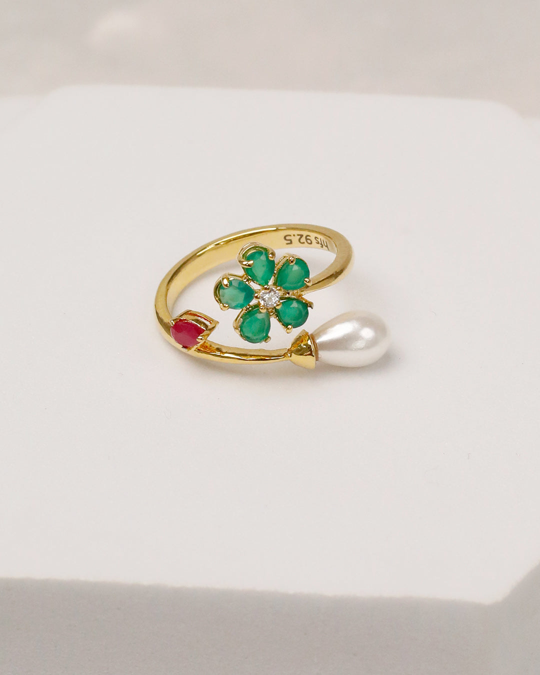 Daffodil Pearl Flexi Cuff & Ring Set – 925 Silver