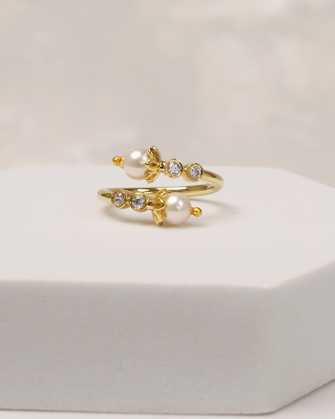 Pearl Line Open Cuff & Ring Set – 925 Silver