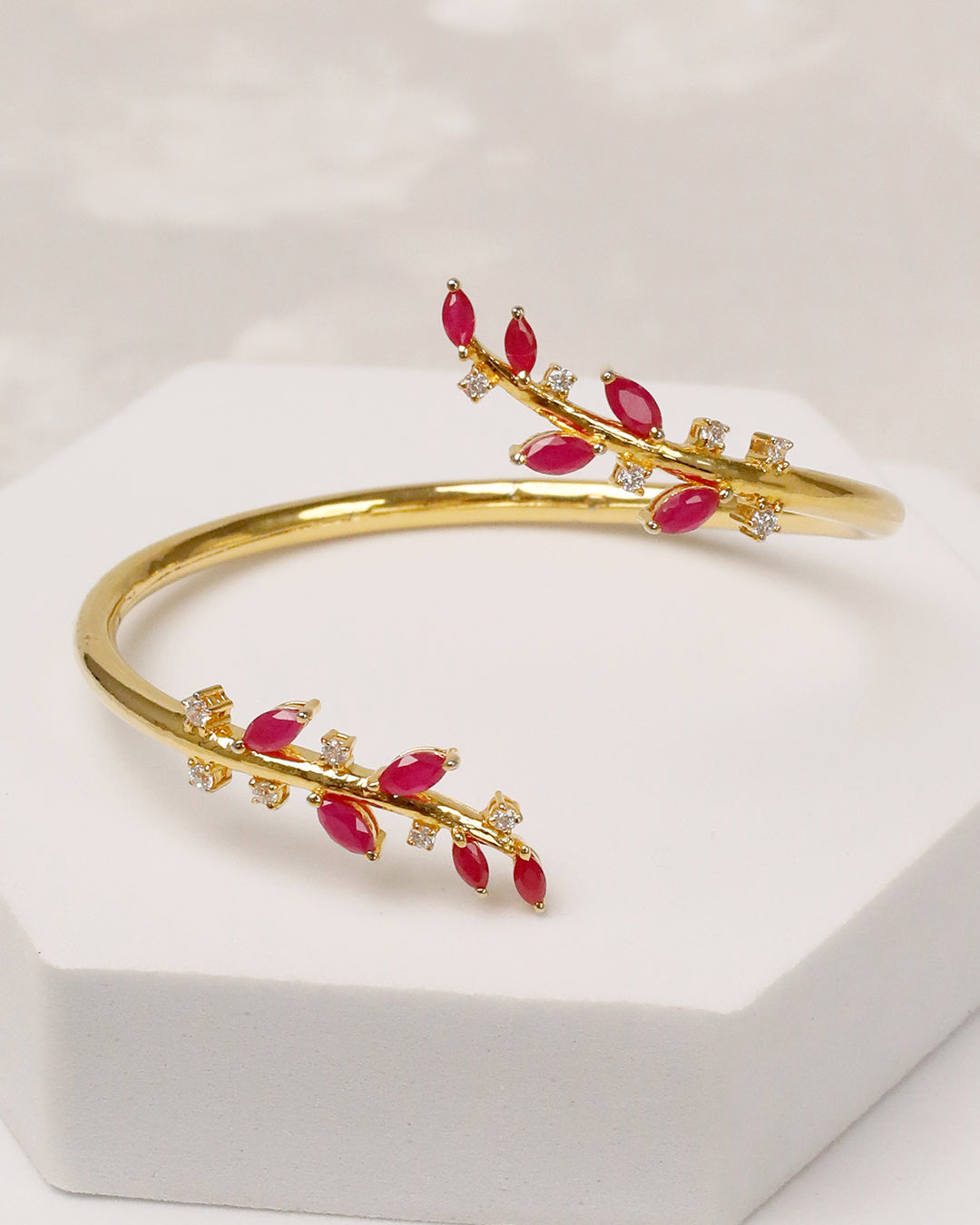 Ruby Marquise Open Cuff & Ring Set – 925 Silver