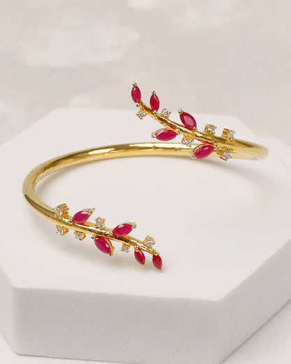 Ruby Marquise Open Cuff & Ring Set – 925 Silver