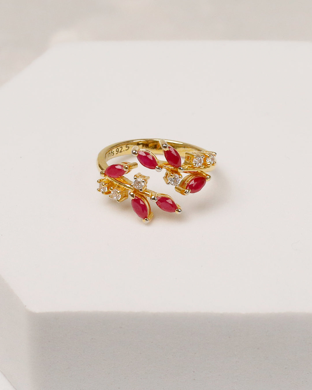 Ruby Marquise Open Cuff & Ring Set – 925 Silver