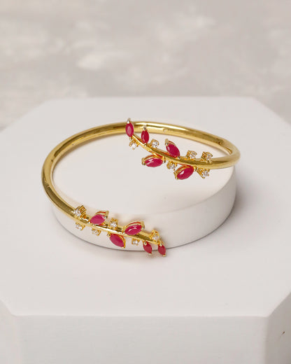 Ruby Marquise Open Cuff & Ring Set – 925 Silver