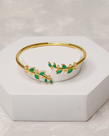 Green Marquise Open Cuff & Ring Set – 925 Silver