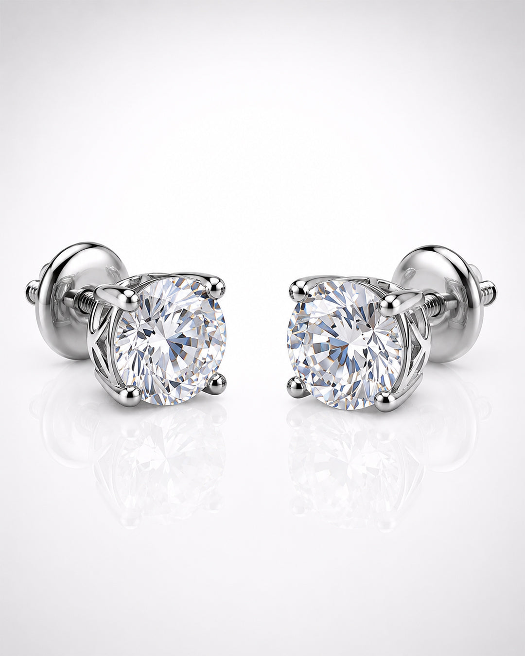 Classic Round Solitaire CZ Stud Earrings in 925 Silver