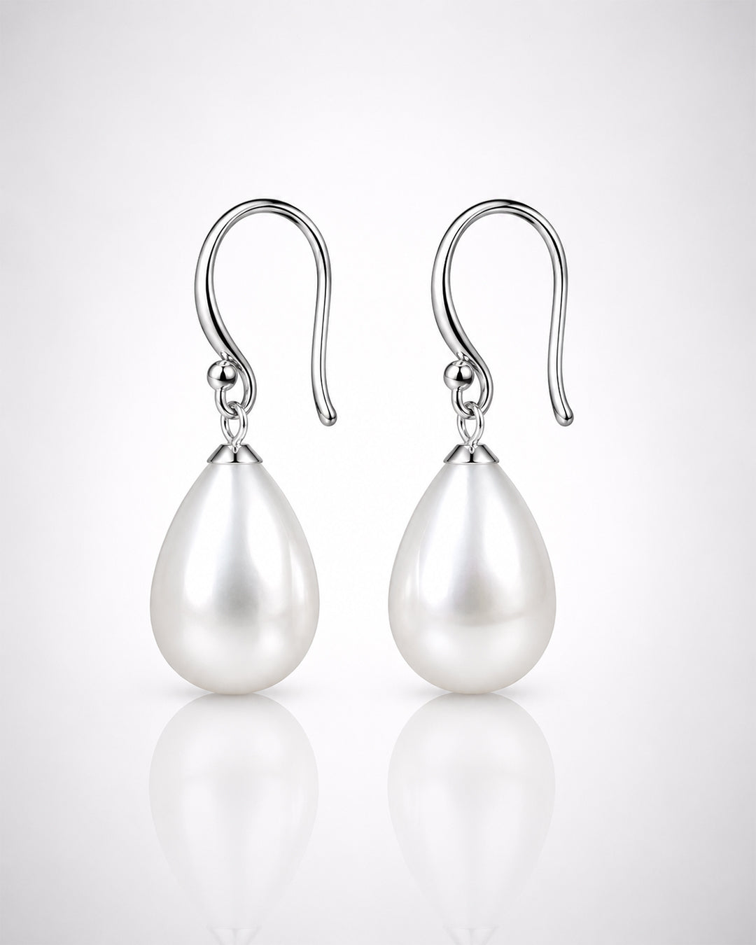 Teardrop Pearl Hook Drop Earrings in 925 Silver