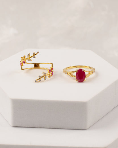 Enchanted Ruby Dual Wrap Ring (925 Silver)