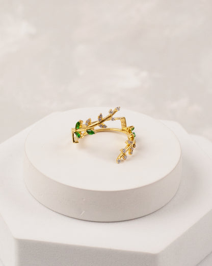 Enchanted Emerald Dual Wrap Ring (925 Silver)