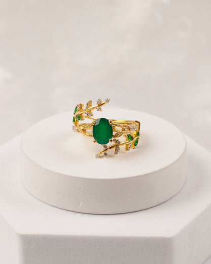 Enchanted Emerald Dual Wrap Ring (925 Silver)
