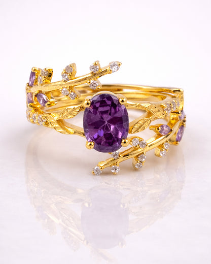 Enchanted Amethsty Dual Wrap Ring (925 Silver)
