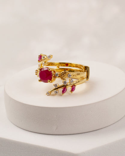 Sphere Ruby Dual Wrap Ring (925 Silver)