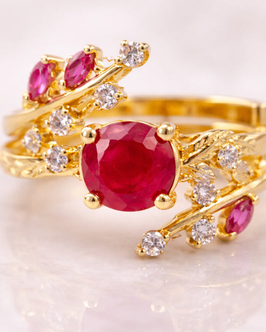 Sphere Ruby Dual Wrap Ring (925 Silver)