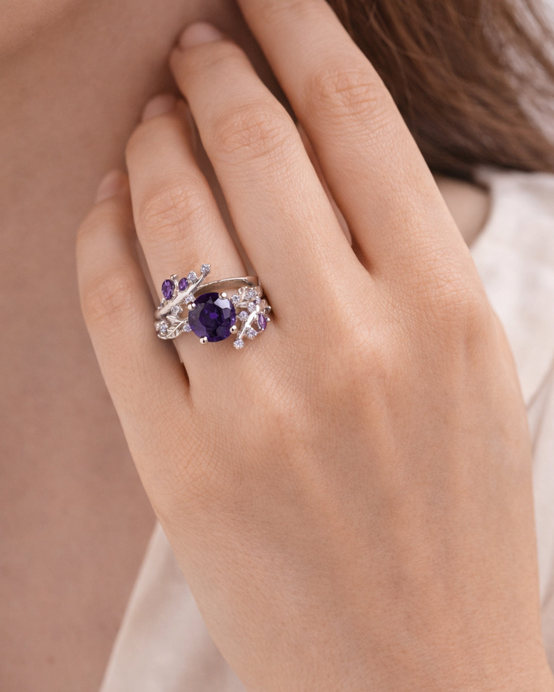 Sphere Amethsty Dual Wrap Ring (925 Silver)