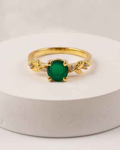 Sphere Emerald Dual Wrap Ring (925 Silver)