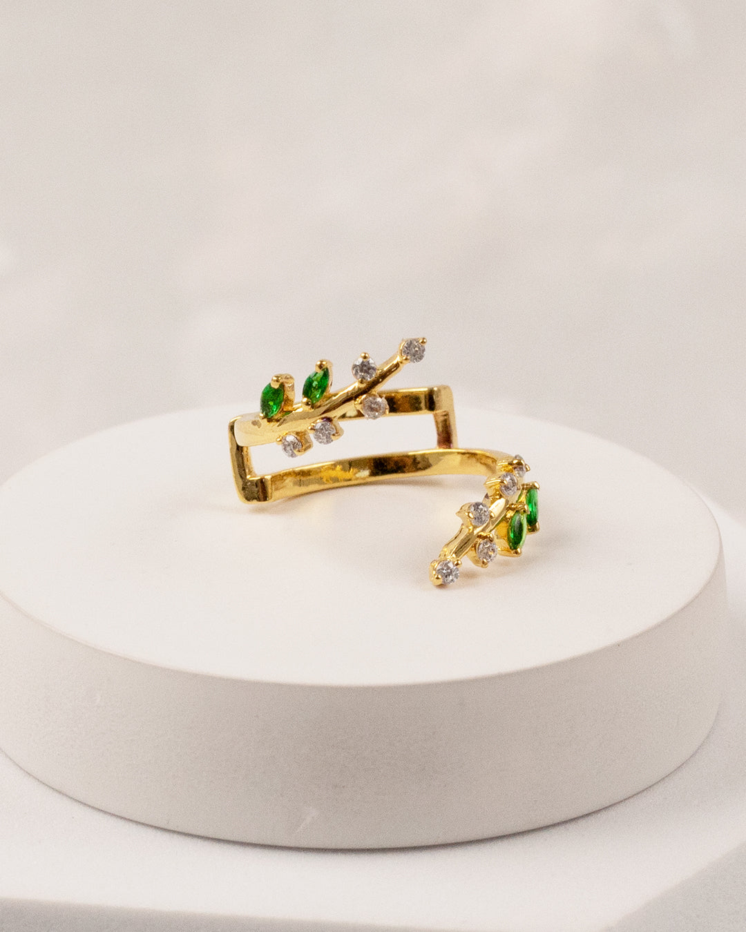 Sphere Emerald Dual Wrap Ring (925 Silver)