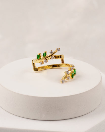 Sphere Emerald Dual Wrap Ring (925 Silver)