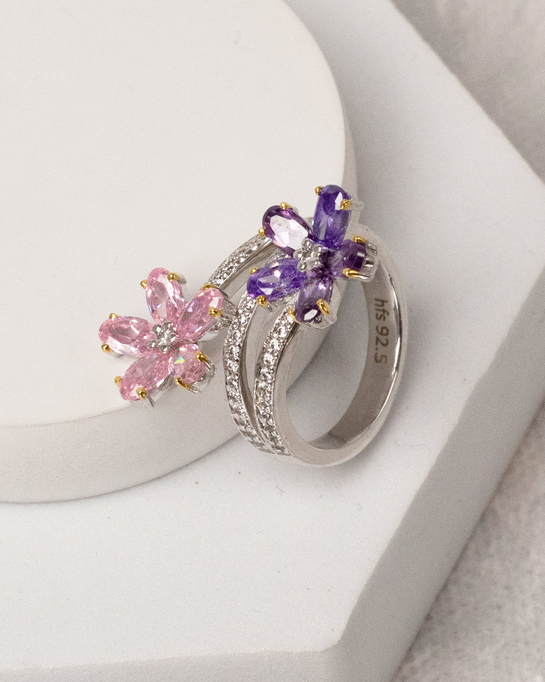 Floral Twist Pastel Ring (925 Silver)