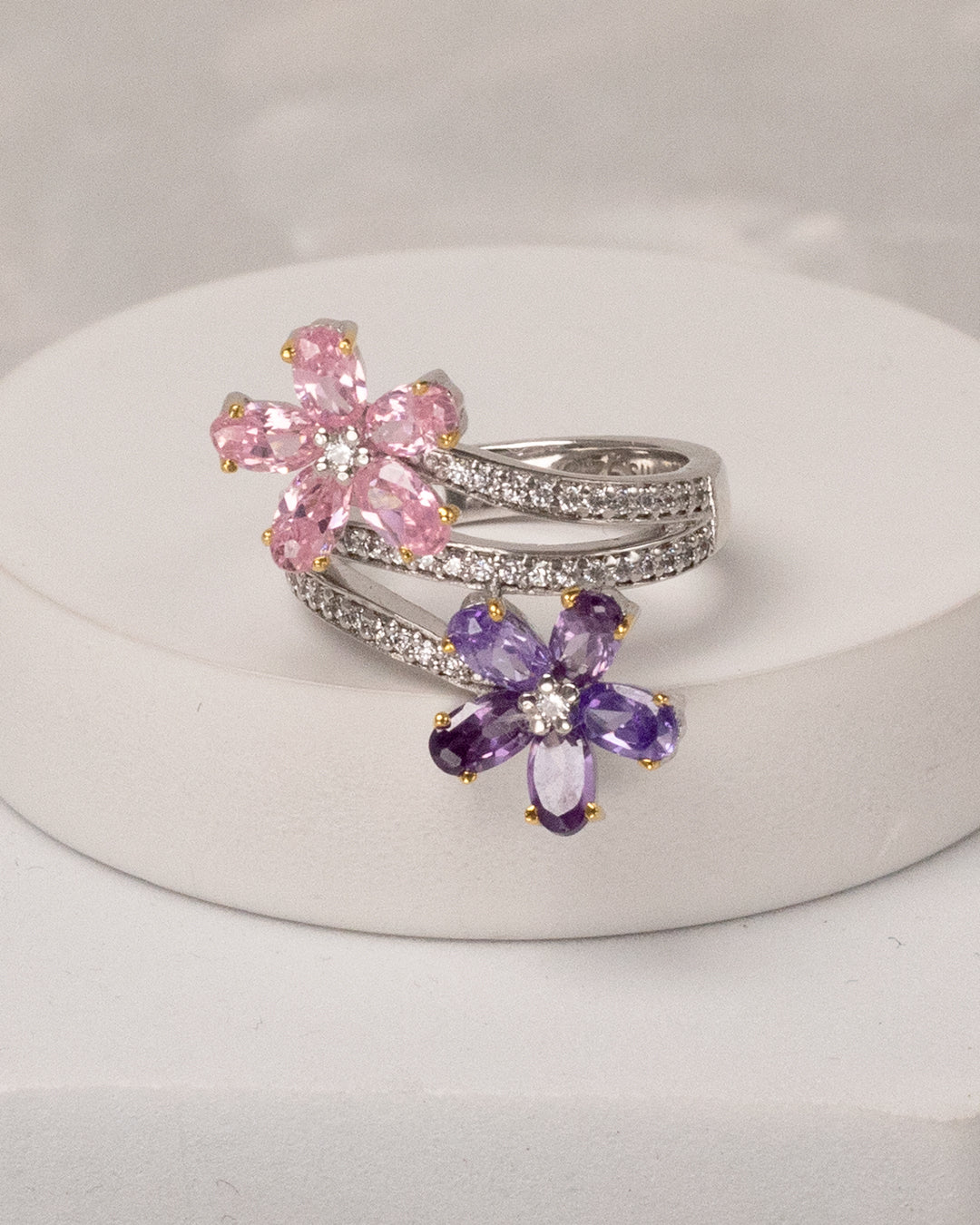 Floral Twist Pastel Ring (925 Silver)