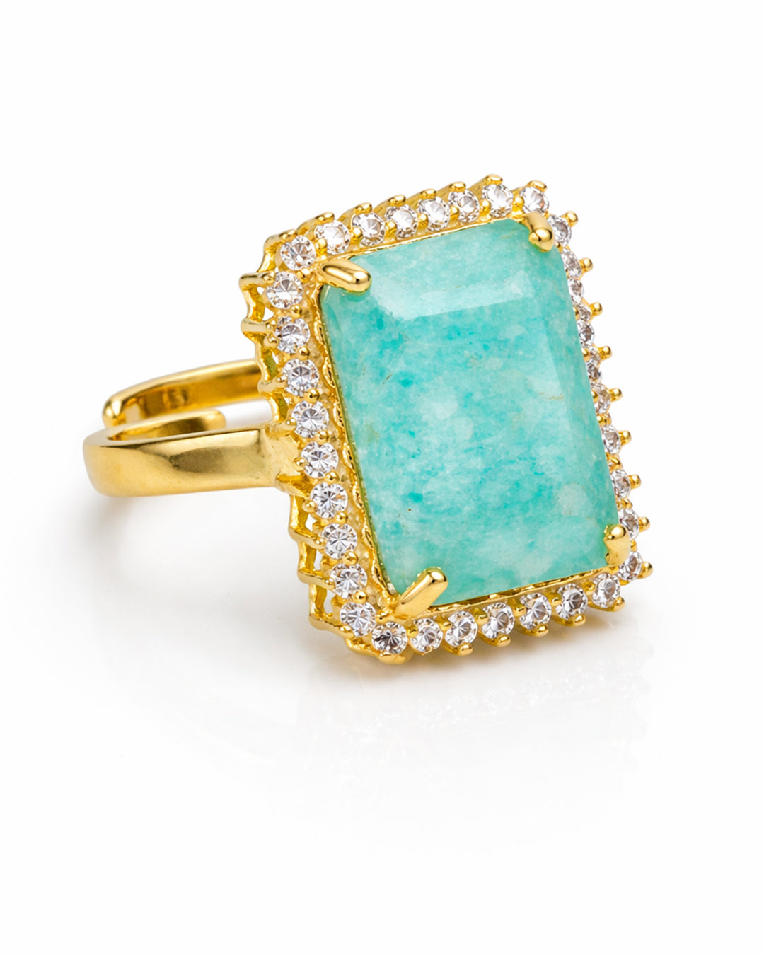 Amazonite Rectangle Statement Ring (925 Silver)