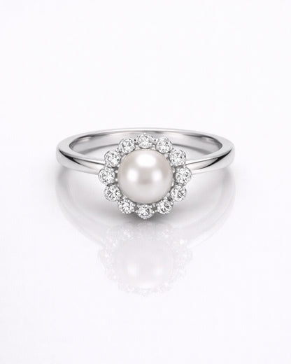 Aura Pearl Halo Ring (925 Silver)