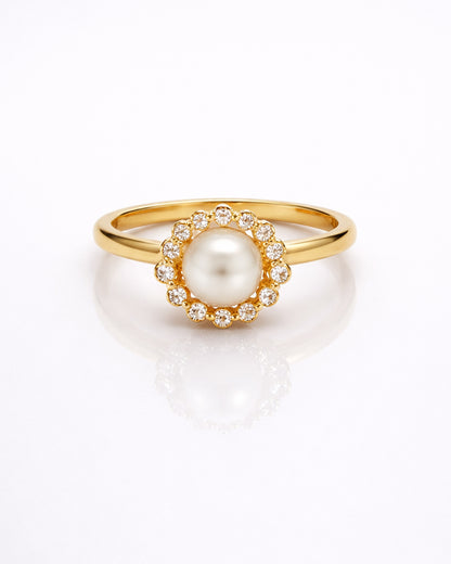 Aura Pearl Halo Ring (925 Silver)