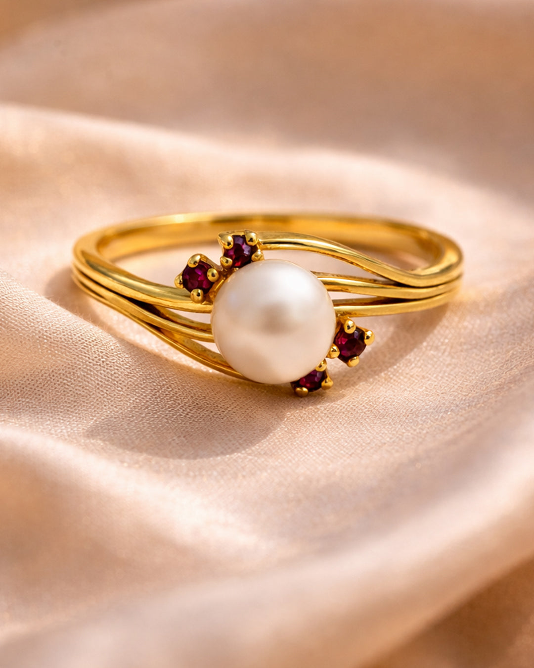 Pearl Minimalistic Wave Ring (925 Silver)