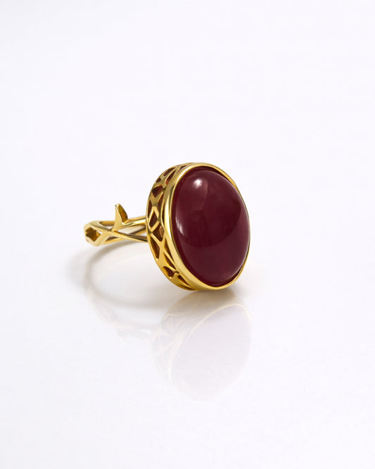 Aqeeq Branch Style Ring (925 Silver)