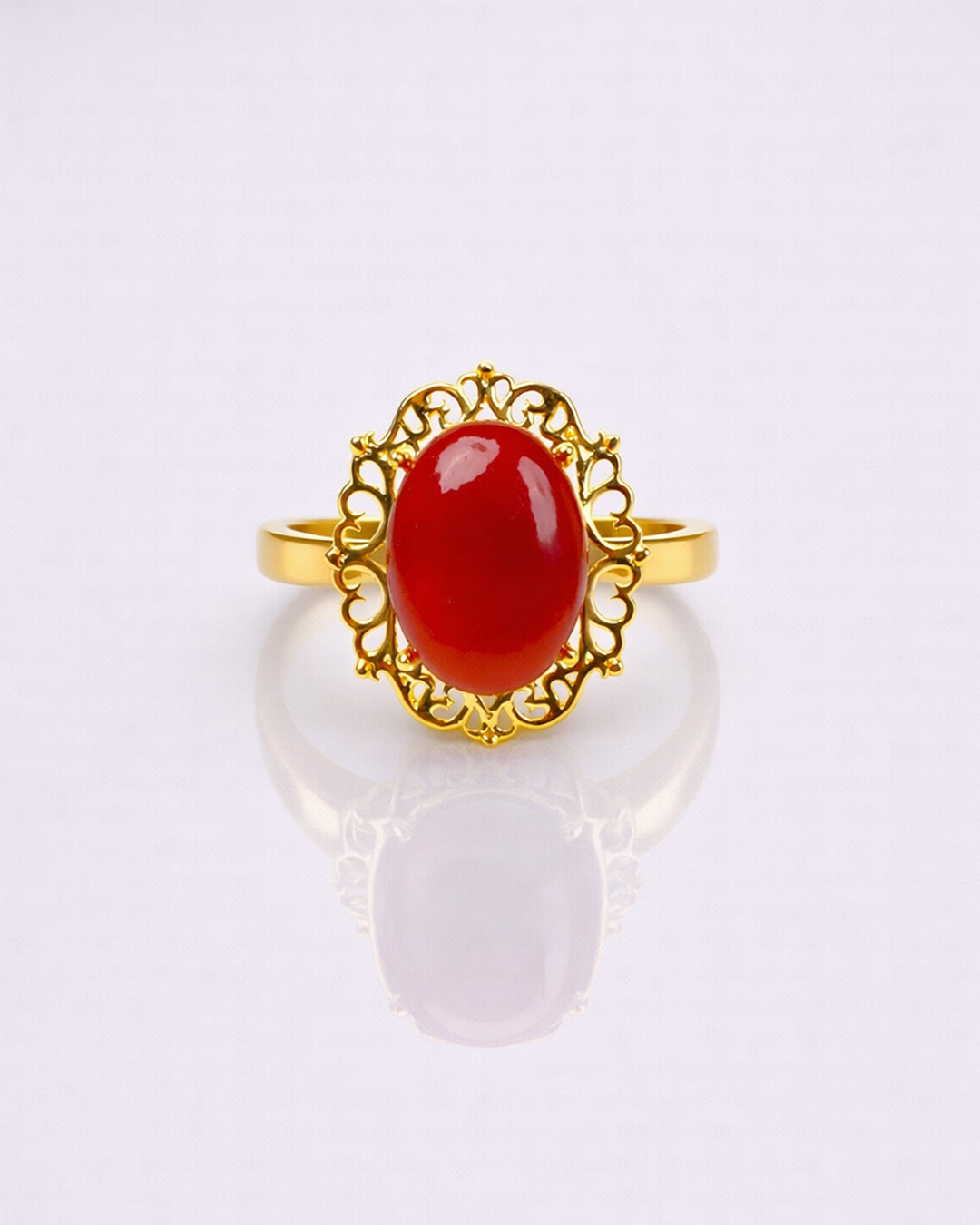 Red Aqeeq Radiance Filigree Ring (925 Silver)